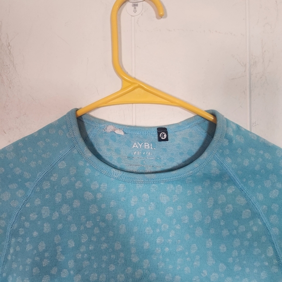 Aybl Evolve Light Aqua Blue Speckled Short Sleeve Crop Top Size Small - Picture 4 of 15